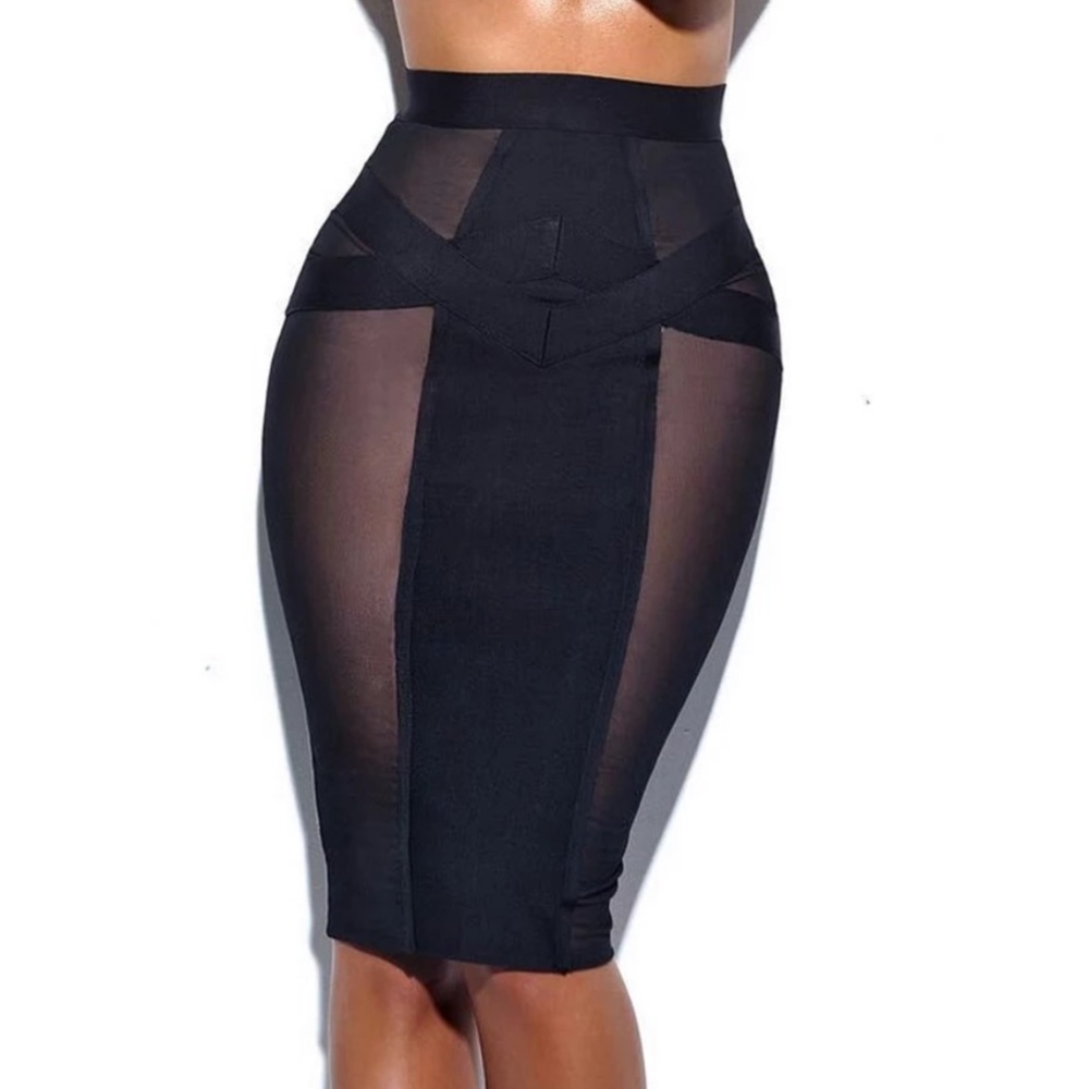 Black high waisted skirt sheer